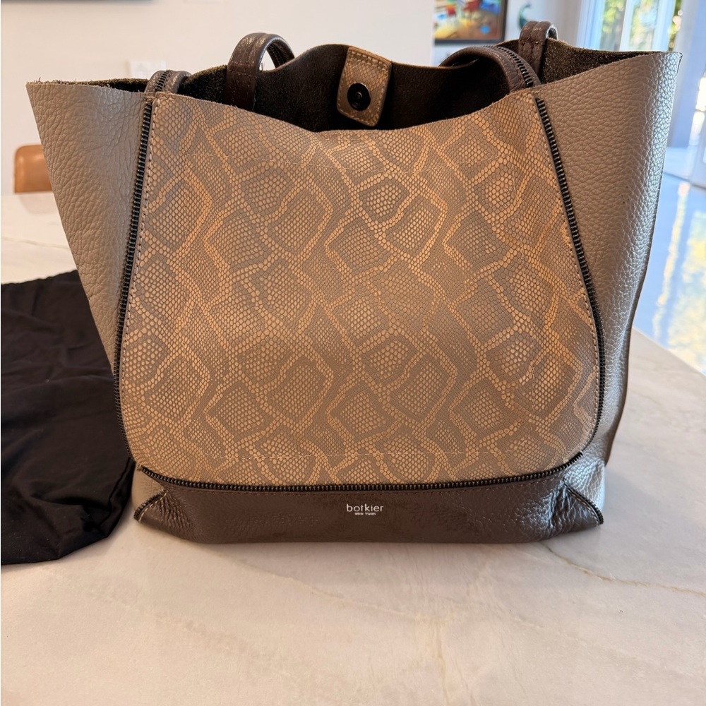 Botkier New York SOHO Leather Embossed Tote Bag – Taupe